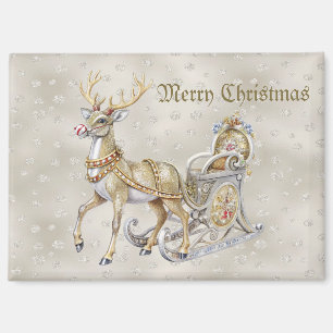 Reindeer Sleigh Holiday Magnet