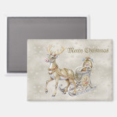 Reindeer Sleigh Holiday Magnet (Vorderseite/Rückseite)