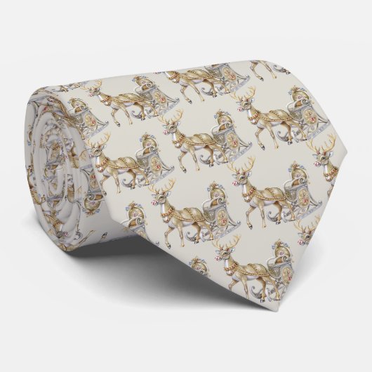 Reindeer Sleigh Holiday Neck Tie Krawatte (Gerollt)