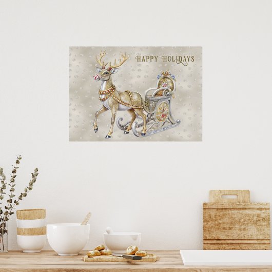 Reindeer Sleigh Holiday Poster (Küche)
