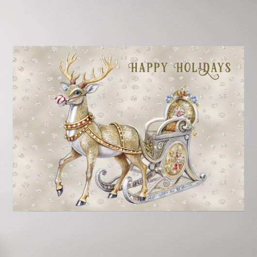 Reindeer Sleigh Holiday Poster (Vorne)