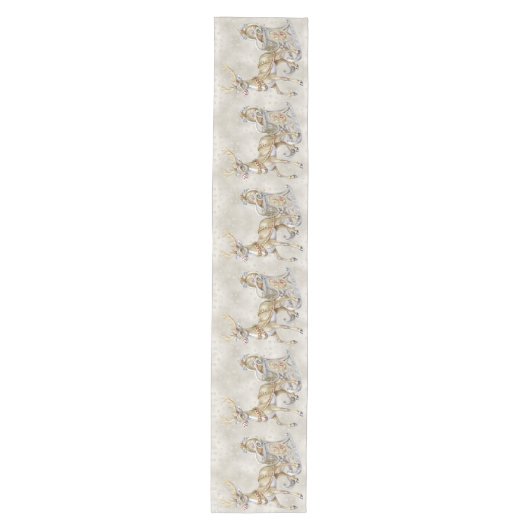 Reindeer Sleigh Holiday Table Runner Mittelgroßer Tischläufer (Vorderseite)