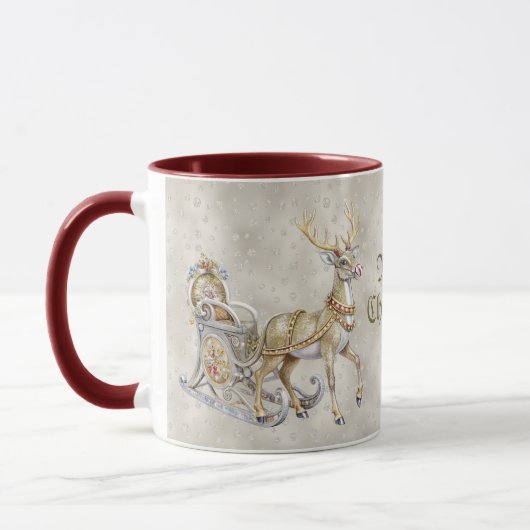 Reindeer Sleigh Holiday Tasse (Links)