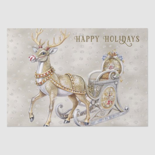 Reindeer Sleigh Holiday Tissue Paper Seidenpapier (Vorderseite)