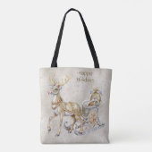 Reindeer Sleigh Holiday Tote Bag Tasche (Rückseite)