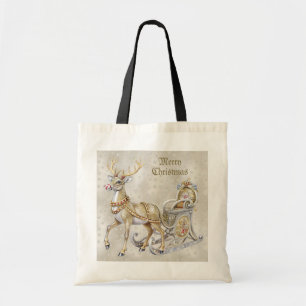 Reindeer Sleigh Holiday Tote Bag Tragetasche