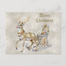 Reindeer Sleigh Holiday Weihnachtskarte Postkarte