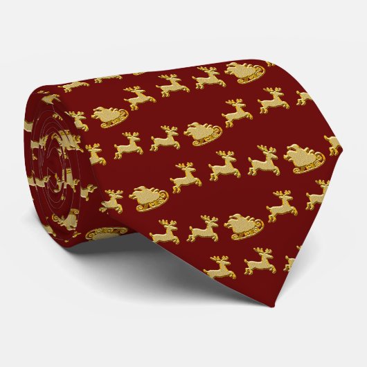 Reindeer Sleigh Neck Tie Krawatte (Gerollt)