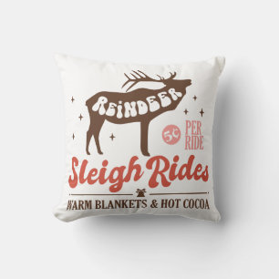 Reindeer Sleigh Rides Vintage Weihnachten Kissen