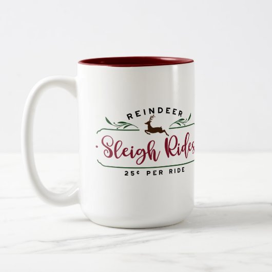 Reindeer Sleigh Rides Zweifarbige Tasse (Links)
