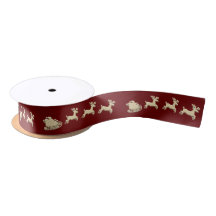 Reindeer Sleigh Satin Ribbon