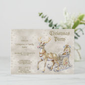 Reindeer Sleigh Weihnachts-Party Einladung (Stehend Vorderseite)