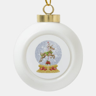 Reindeer Snow Globe Keramik Kugel-Ornament