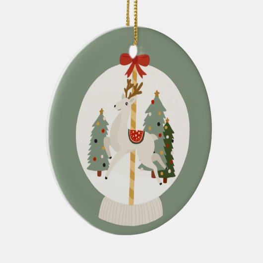 Reindeer Snow Globe Keramik Ornament (Rechts)