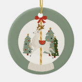 Reindeer Snow Globe Keramik Ornament (Vorne)