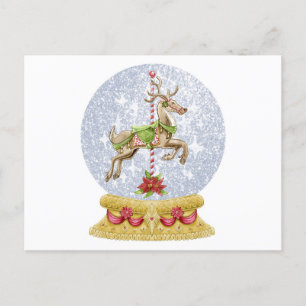 Reindeer Snow Globe Postkarte