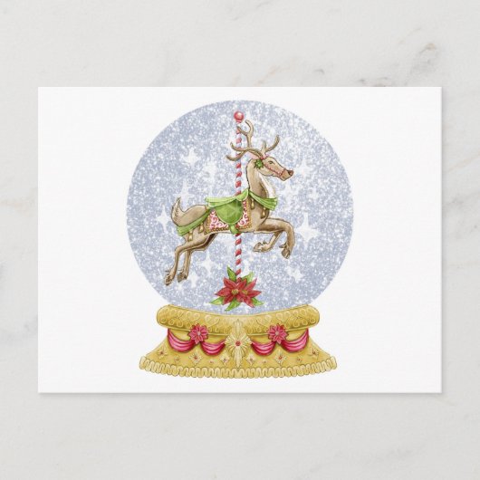 Reindeer Snow Globe Postkarte (Vorderseite)