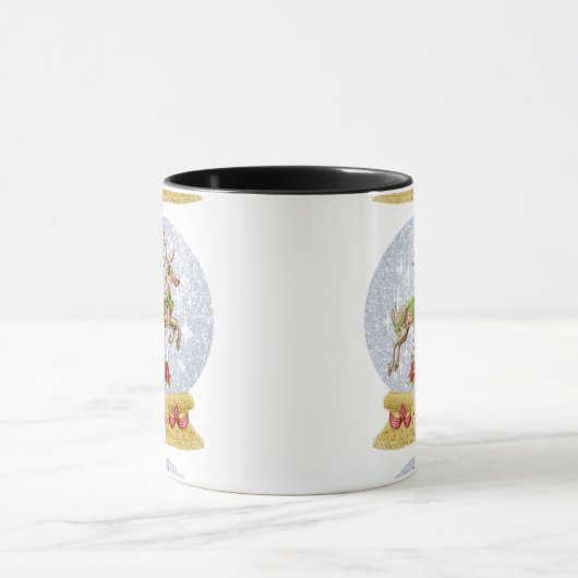 Reindeer Snow Globe Tasse (Zentrum)