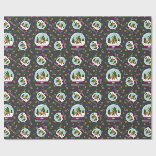 Reindeer Snow Globes Geschenkpapier (Flach)