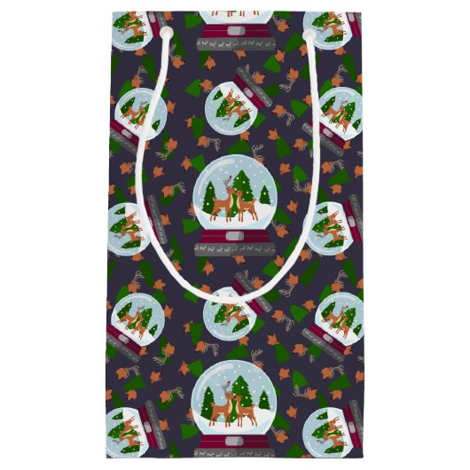 Reindeer Snow Globes Kleine Geschenktüte (Vorderseite)