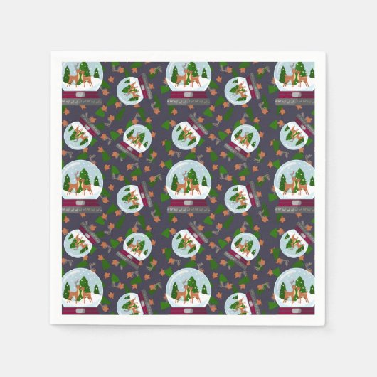 Reindeer Snow Globes Serviette (Vorderseite)