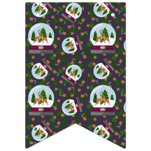 Reindeer Snow Globes Wimpelkette (Zweite Fahne)