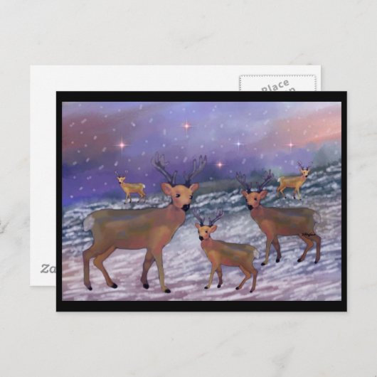 Reindeer Snowfall Postkarten (Vorne/Hinten)