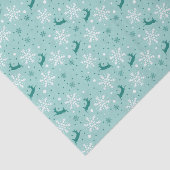 Reindeer Snowflake Aquamarines Weihnachtsmuster Seidenpapier (Ausschnitt)