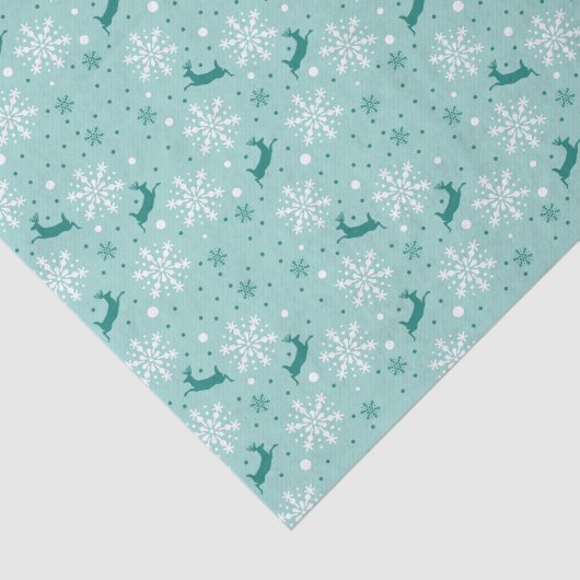 Reindeer Snowflake Aquamarines Weihnachtsmuster Seidenpapier (Ausschnitt)