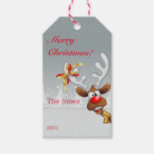 Reindeer Snowflake minimalistischer roter Brief Ge Geschenkanhänger (Vorderseite)