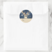 Reindeer & Snowflakes Personalized To and From Runder Aufkleber (Tasche)