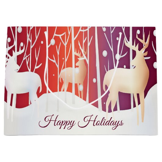 Reindeer Snowy Holiday Geschenktasche Große Geschenktüte (Vorderseite)