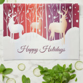 Reindeer Snowy Holiday Geschirrtuch (Gefaltet)