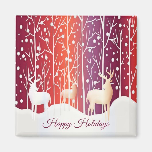 Reindeer Snowy Holiday Magnet (Vorne)