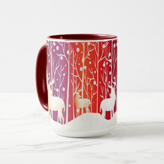 Reindeer Snowy Holiday Mug Tasse (Vorderseite Links)