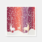 Reindeer Snowy Holiday Paper Napkin Serviette (Vorderseite)