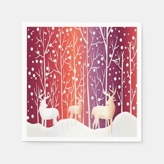 Reindeer Snowy Holiday Paper Napkin Serviette (Vorderseite)