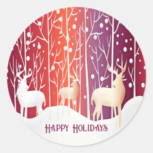 Reindeer Snowy Holiday Sticker (Vorderseite)
