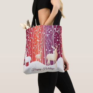 Reindeer Snowy Holiday Tote Bag Tasche
