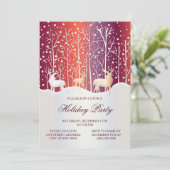 Reindeer Snowy Weihnachtsfeiertag Party Einladung (Stehend Vorderseite)