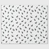 Reindeer Stag Black and White Holiday Pattern Geschenkpapier (Flach)
