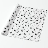 Reindeer Stag Black and White Holiday Pattern Geschenkpapier (Ungerollt)