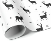 Reindeer Stag Black and White Holiday Pattern Geschenkpapier (Rolleneckpunkt)