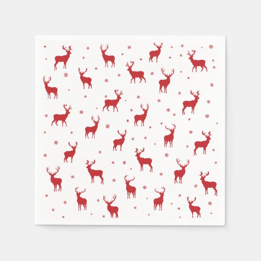 Reindeer Stag Pattern Red Holiday Serviette (Vorderseite)