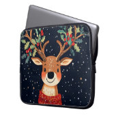 Reindeer Starry Christmas Twinkle Night Laptopschutzhülle (Vorderseite Links)