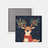 Reindeer Starry Christmas Twinkle Night Magnet (Vorderseite/Rückseite)