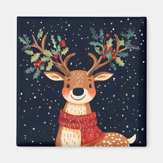 Reindeer Starry Christmas Twinkle Night Magnet (Vorne)