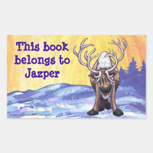 Reindeer Stationery Rechteckiger Aufkleber