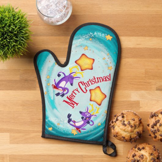 REINDEER SWING ON A STAR von Jeff Willis Ofenhandschuh (Oben unten)