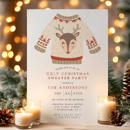 Reindeer Tacky Ugly Christmas Sweater Party Einladung
